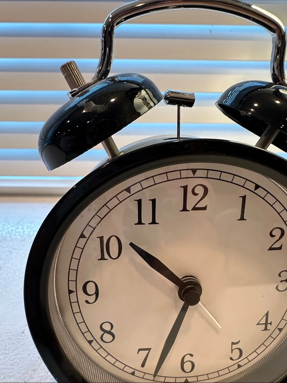 Black Twin Bell Wall Clock - Classic Metal Alarm Clock